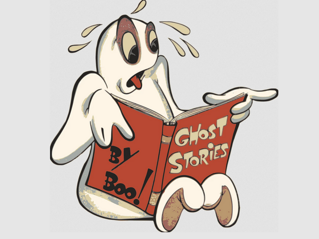 Bild von einem Gespenst das ein Buch liest